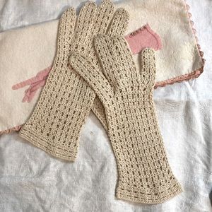 Vintage French handmade Crochet Ladies gloves never worn